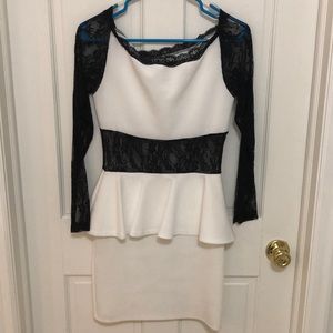 White and Black Peplum Dress
